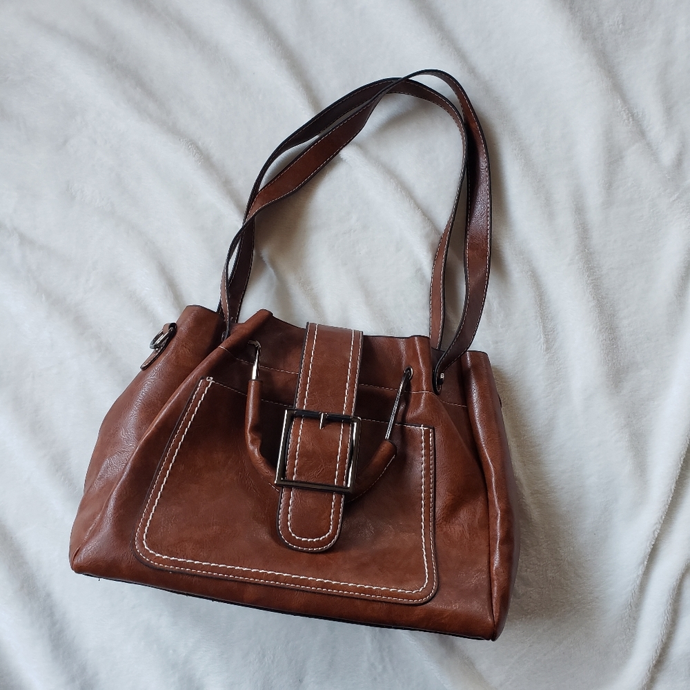 Handbag brown faux leather